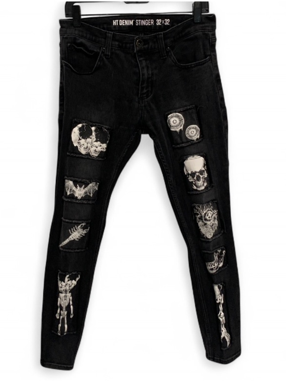 Torrid Stinger Black Goth Patches Skinny Jeans